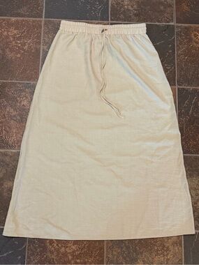 HALARA Drawstring Maxi Skirt Linen-Feel Casual Skirt ‘White Asparagus’ Size L
